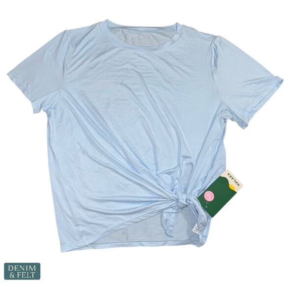 Halara Sheer Asymmetric Split Hem Cropped Running Top Blue Size Small NEW/NWT!! - Picture 2 of 10